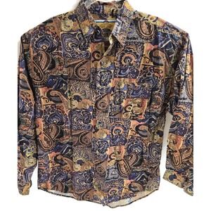 Code Zero Shirt‎ Mens XL Multicolor Paisley Abstract Button Front Long Sleeve
